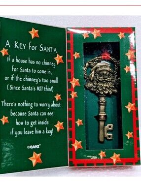 GANZ A Key For SANTA Holiday Key In Box in Green, Red & Gold